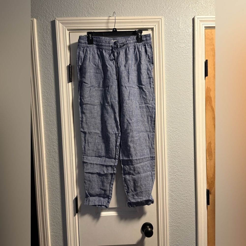 H&M Women's Chambray Jogger Pants Pull On Tie Waist Size 8